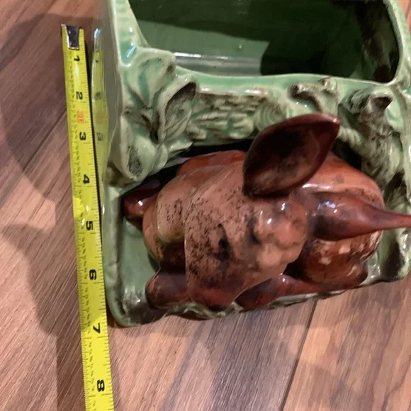 Vintage Shawnee USA 766 deer fawn w foliage planter 7” container decor